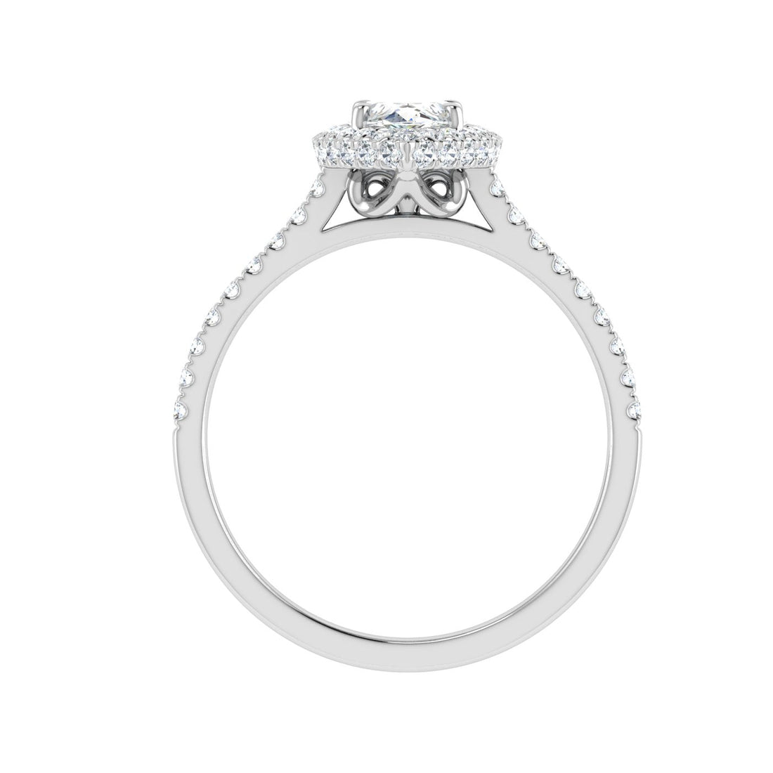 Promise Marquise Cut Halo Moissanite Engagement Ring White Gold