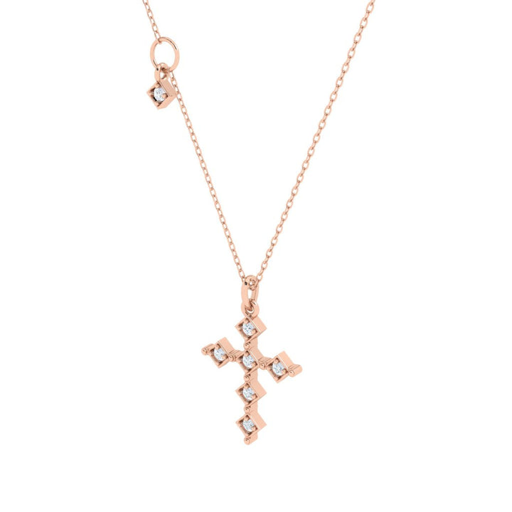Cross Moissanite Pendant with Accent Rose Gold