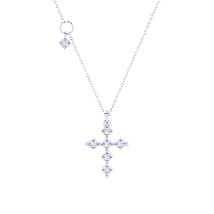 Cross Moissanite Pendant with Accent White Gold