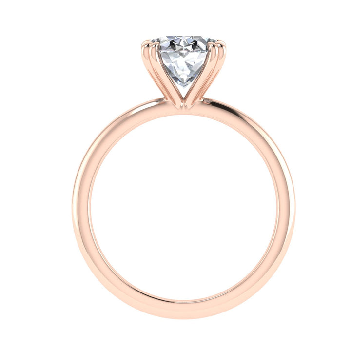 Eleganza Double Claw Oval Cut Solitaire Moissanite Engagement Ring Rose Gold