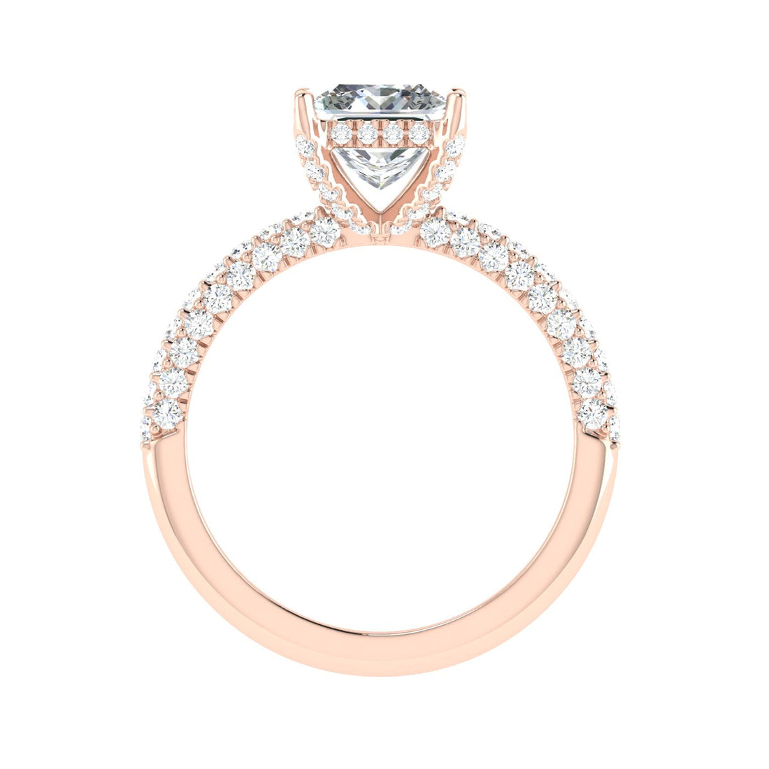 Cherished Princess Cut Micro Pavé Moissanite Engagement Ring Rose Gold