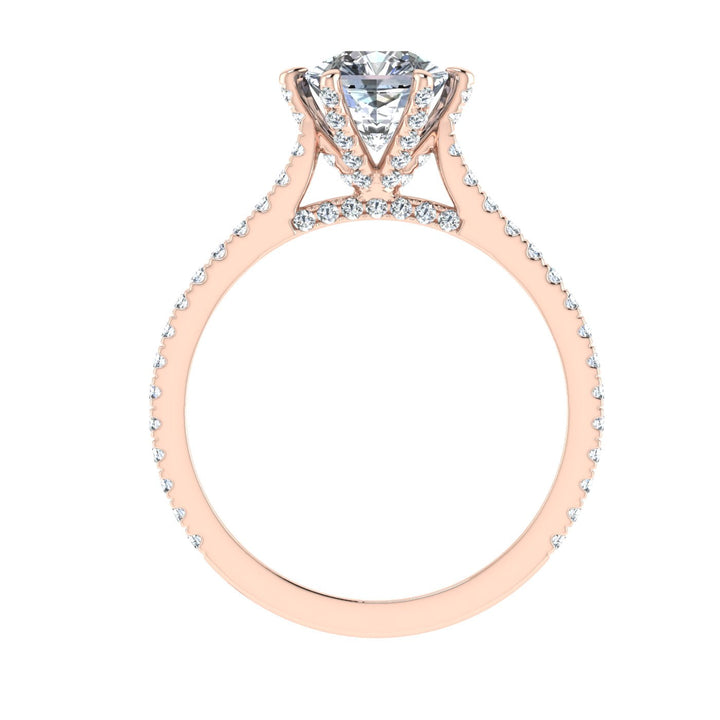 Spectra Asscher Cut Side Stones Moissanite Engagement Ring Rose Gold