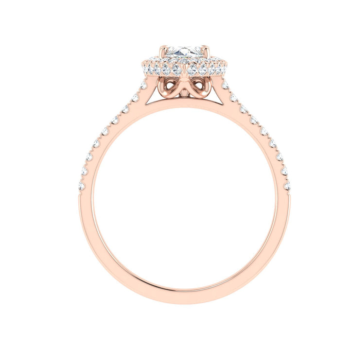 Promise Marquise Cut Halo Moissanite Engagement Ring Rose Gold