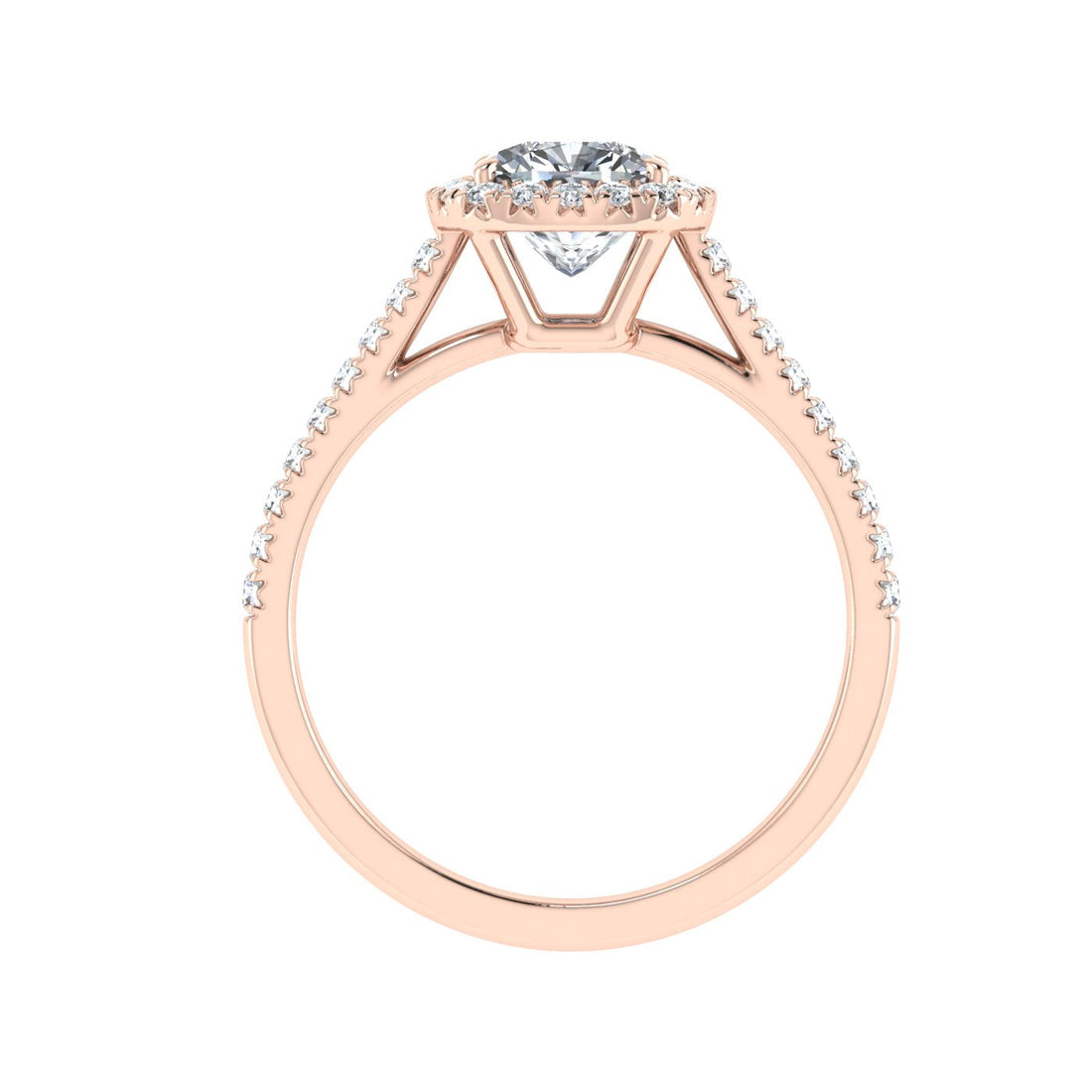 Jewel Cushion Cut Halo Moissanite Engagement Ring Rose Gold