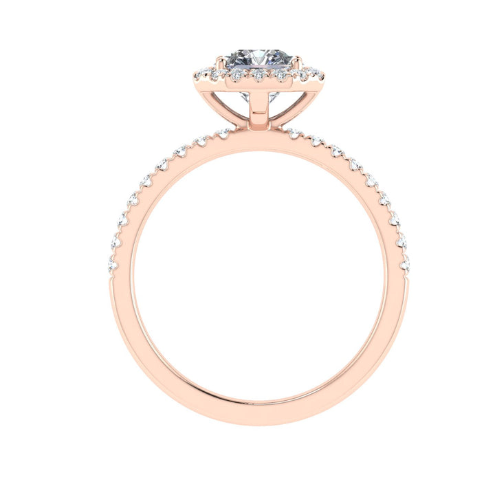 Veil Asscher Cut Halo Moissanite Engagement Ring Rose Gold