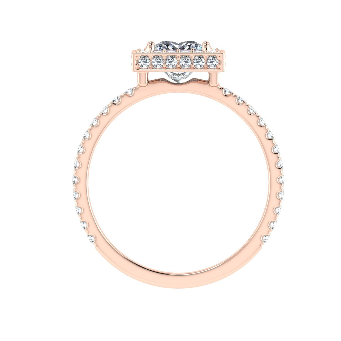 Elegy Princess Cut Double Edge Halo Moissanite Engagement Ring Rose Gold