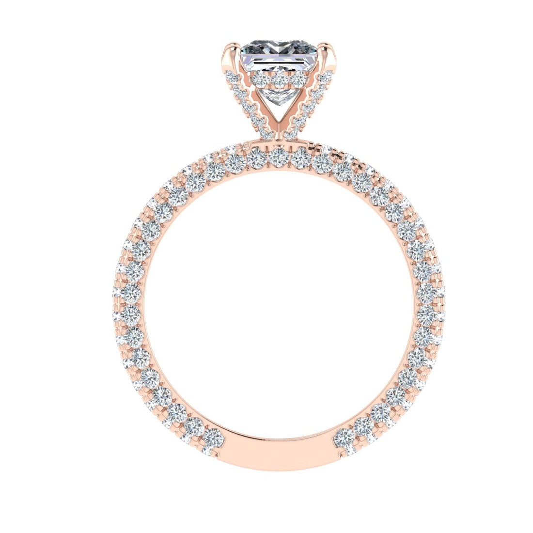 Enigma's Princess Cut Micro Pavé Moissanite Engagement Ring Rose Gold