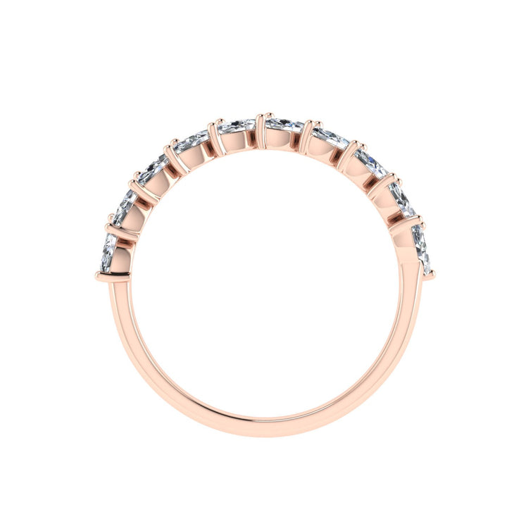 Luxe Marquise Cut Moissanite Wedding Band  Rose Gold