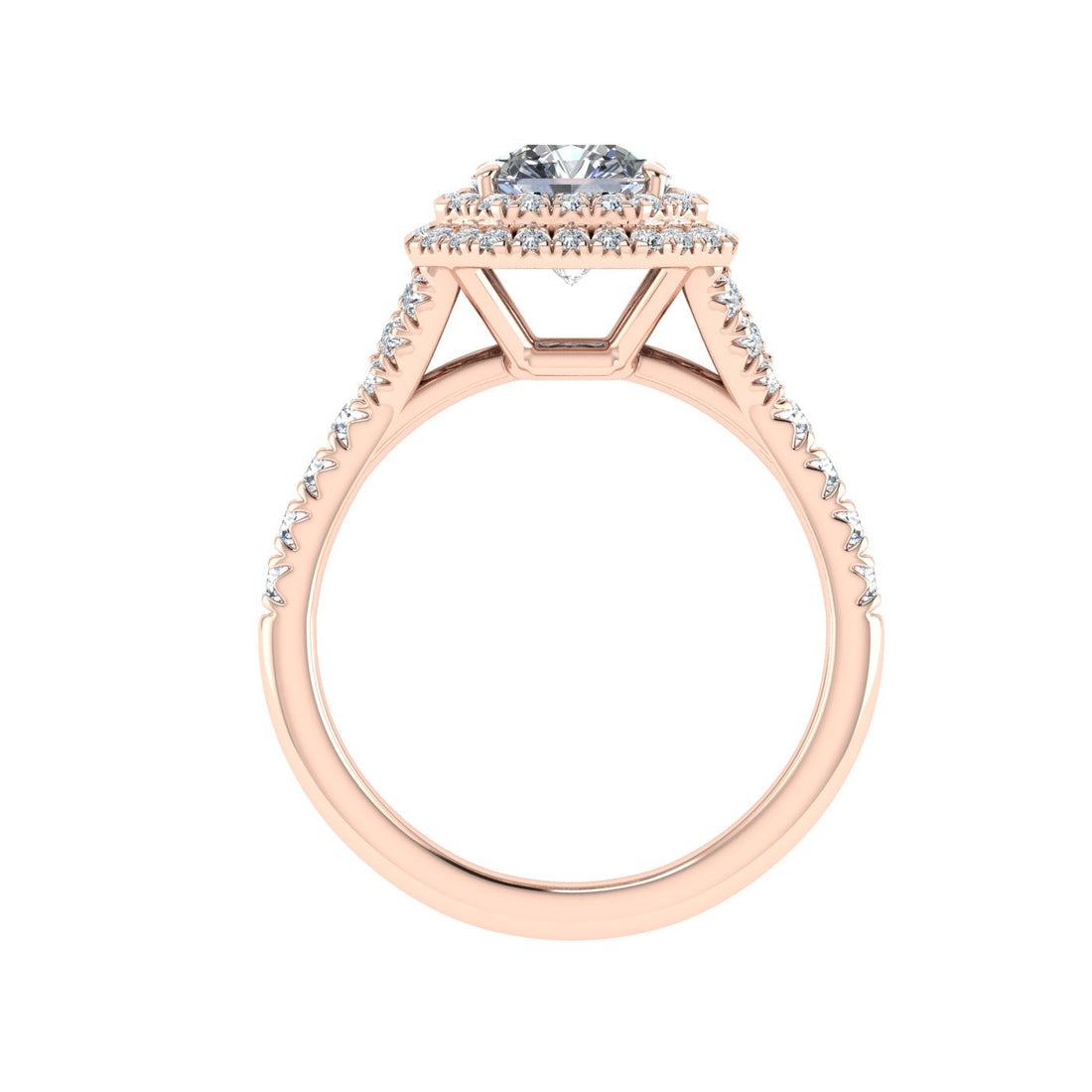 Glimmering Asscher Cut Double Halo Moissanite Engagement Ring Rose Gold