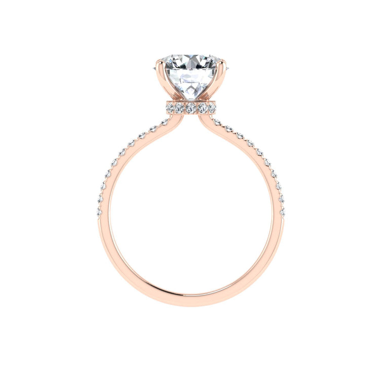 Opal Round cut Hidden Halo Moissanite Engagement Ring Rose Gold