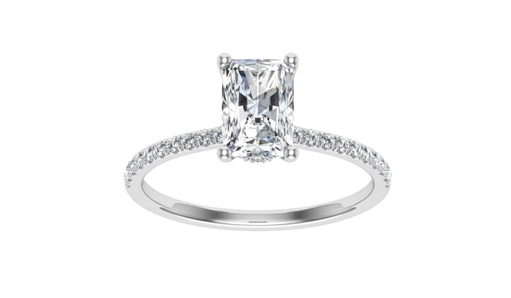 Oasis Radiant Cut Hidden Halo Moissanite Engagement Ring White Gold