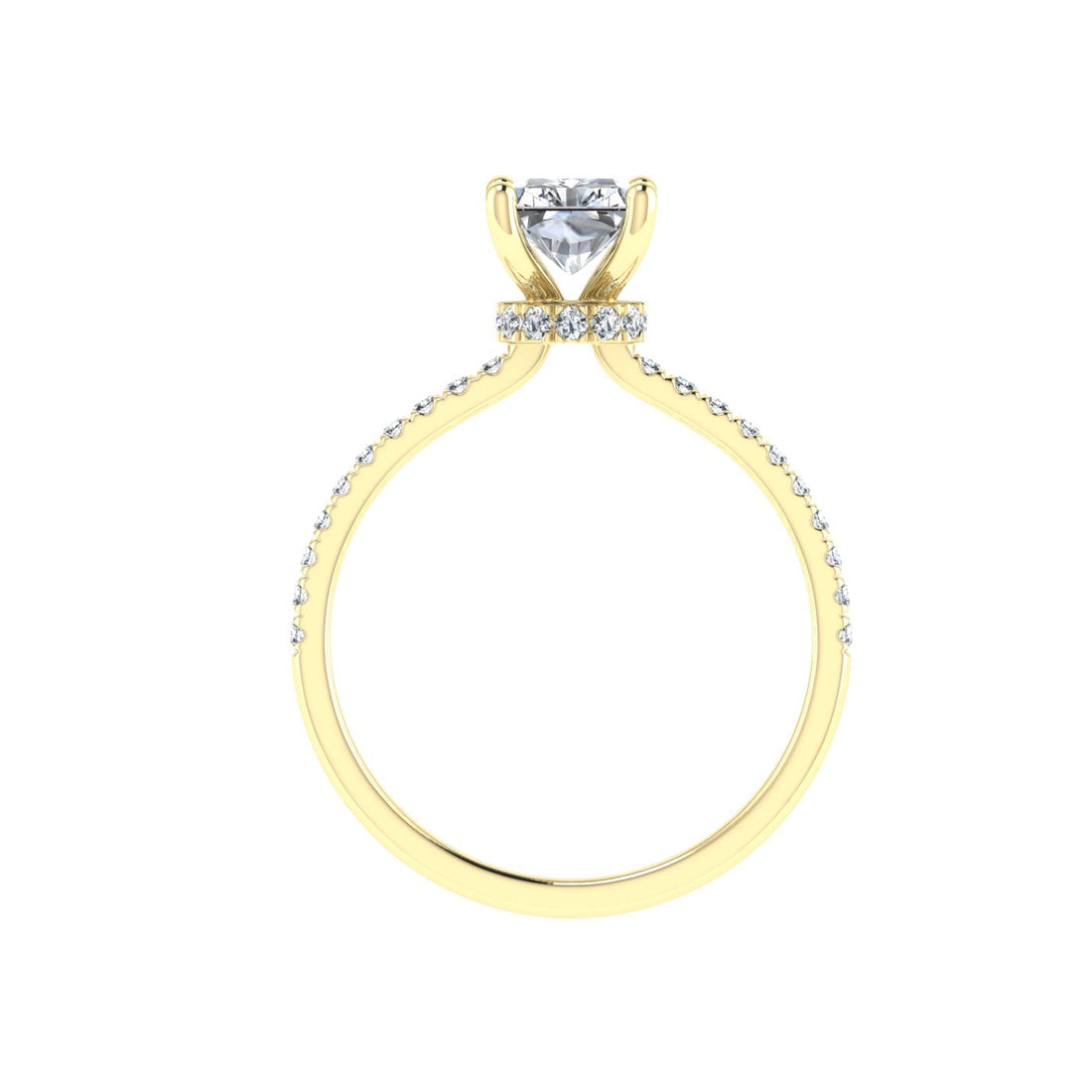 Velvet Radiant Cut Hidden Halo Moissanite Engagement Ring Yellow Gold