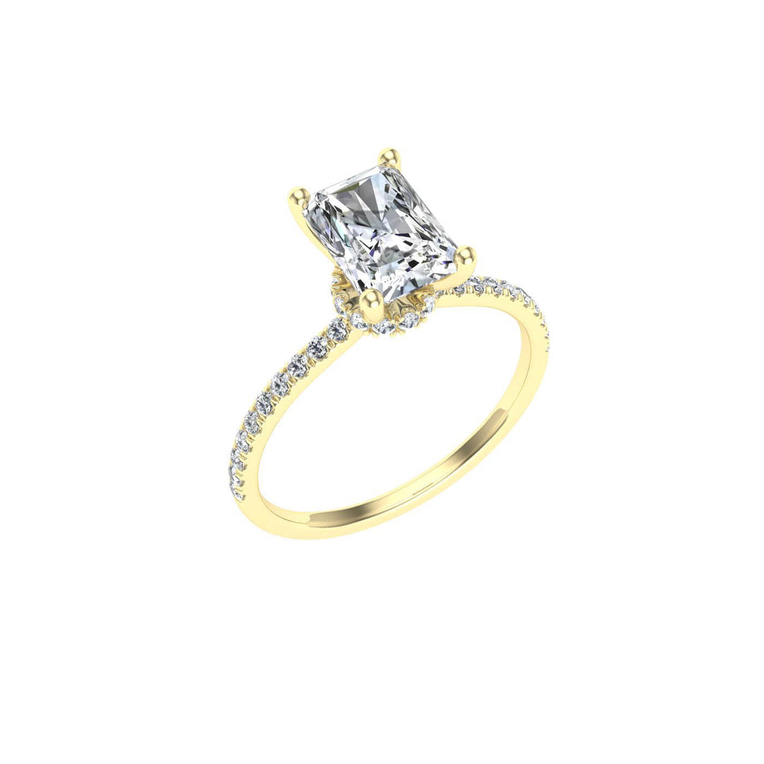 Velvet Radiant Cut Hidden Halo Moissanite Engagement Ring Yellow Gold