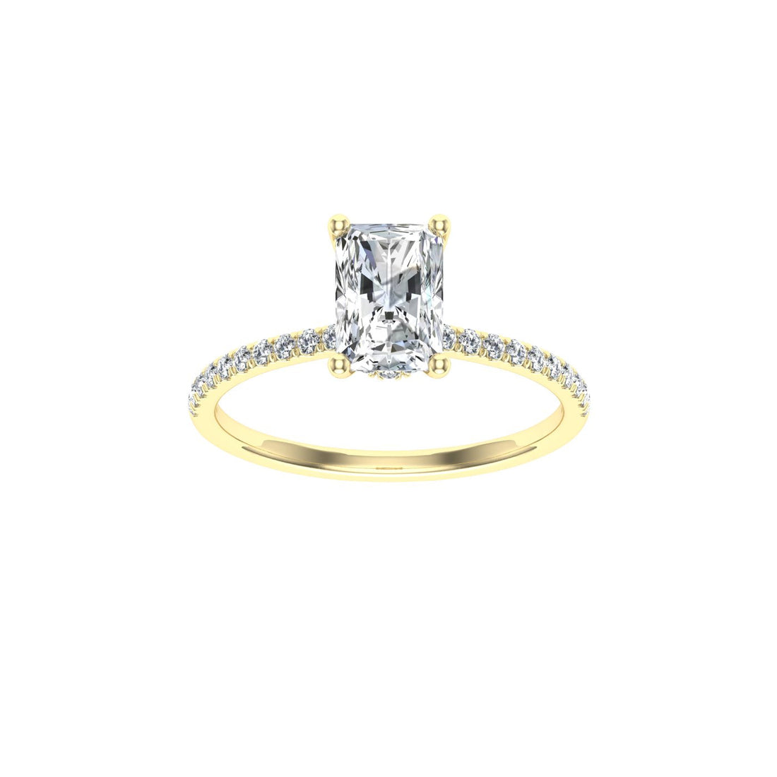 Velvet Radiant Cut Hidden Halo Moissanite Engagement Ring Yellow Gold