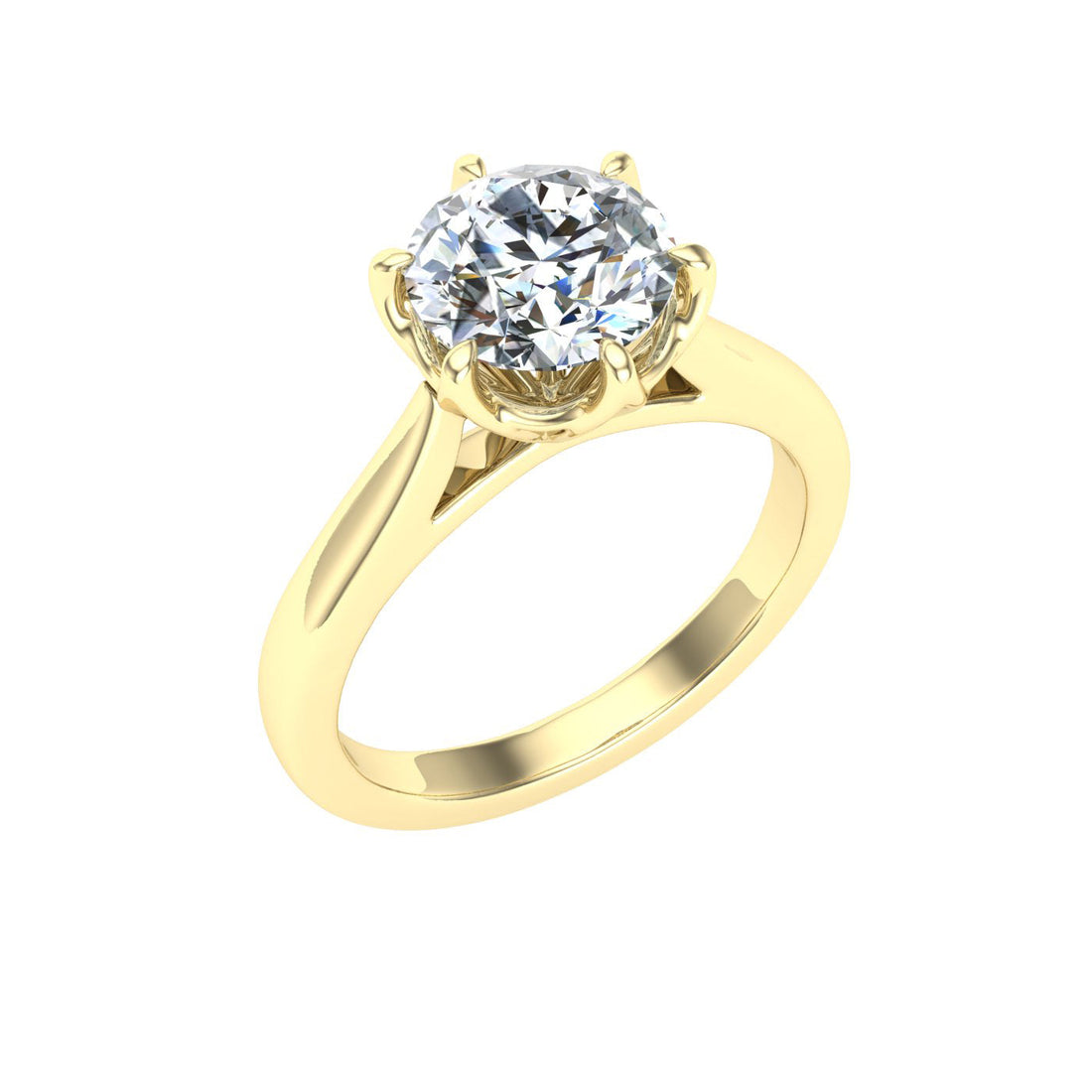 Adaya Round Cut Solitaire Moissanite Solitaire Engagement Ring Yellow Gold