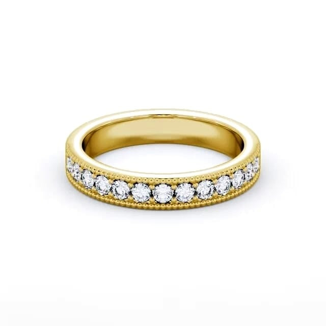 Adele Half Eternity Round Lab Diamond with Milgrain Ring