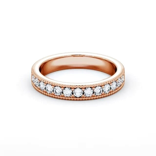 Adele Half Eternity Round Lab Diamond with Milgrain Ring