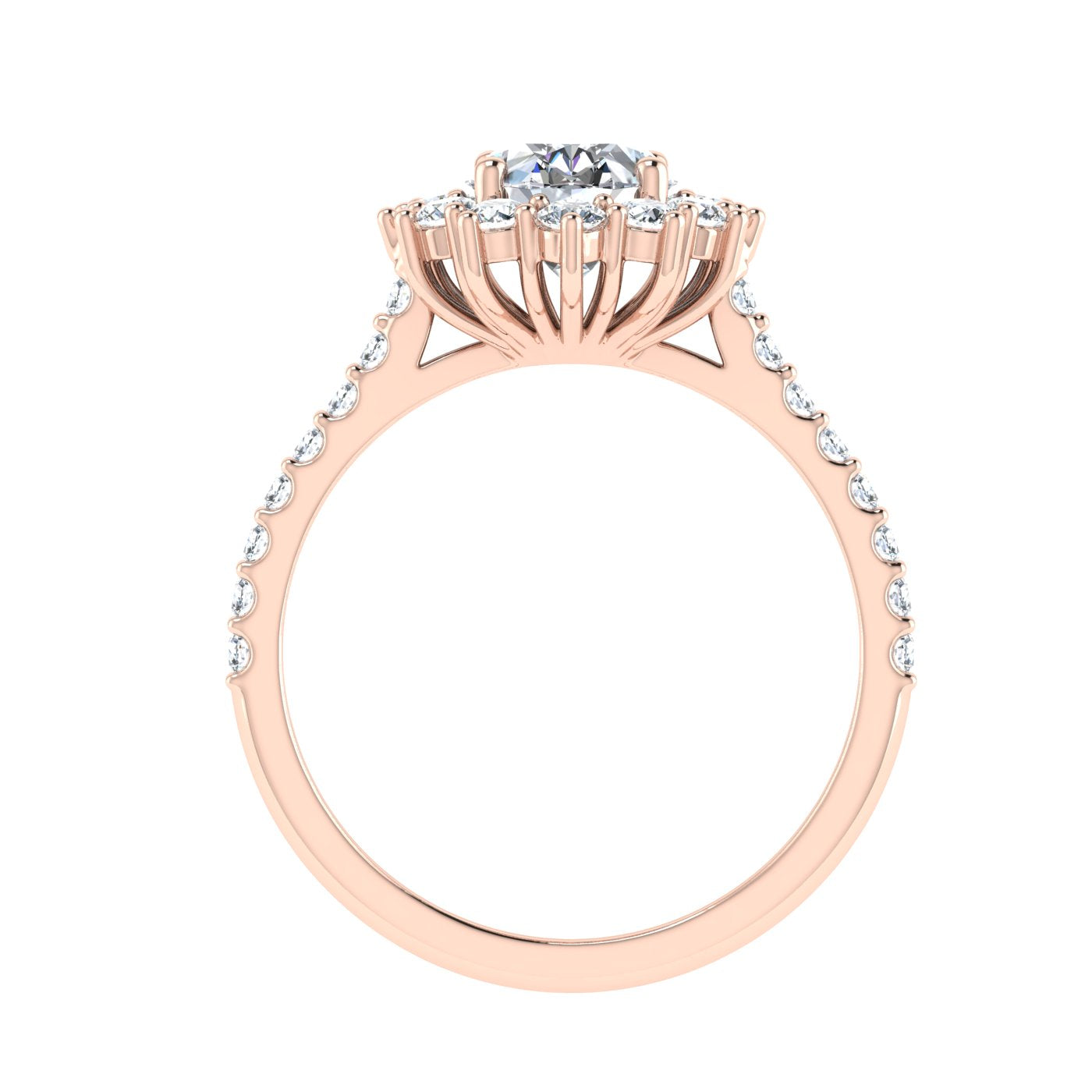 Adorn Oval Cut Halo Moissanite Engagement Ring Rose Gold
