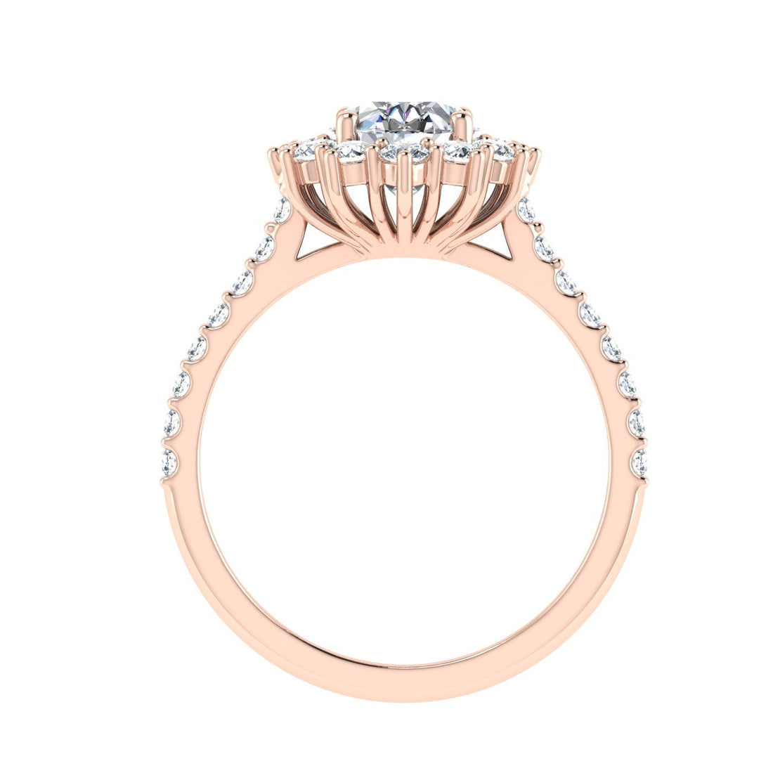 Adorn Oval Cut Halo Moissanite Engagement Ring Rose Gold