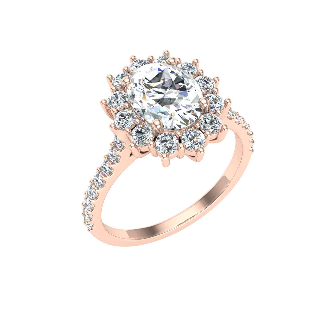 Adorn Oval Cut Halo Moissanite Engagement Ring Rose Gold