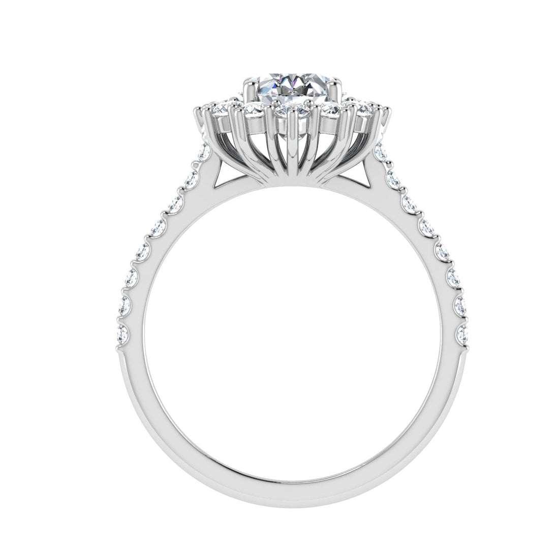 Adorn Oval Cut Halo Moissanite Engagement Ring White Gold