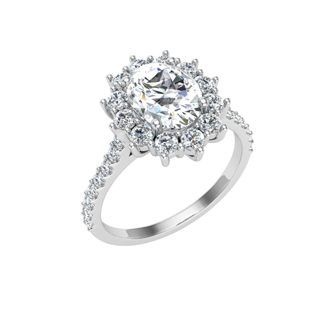 Adorn Oval Cut Halo Moissanite Engagement Ring White Gold