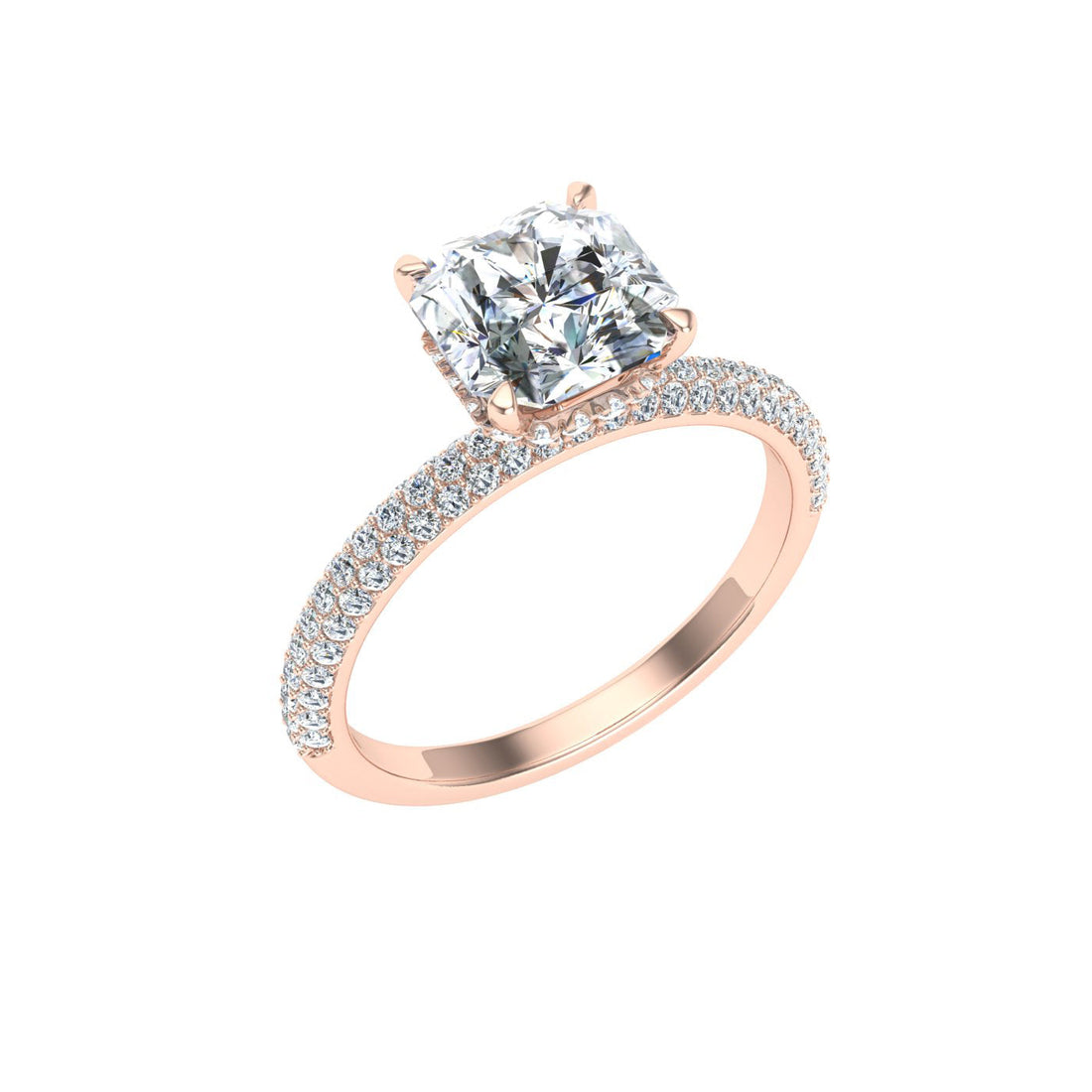 Adornment Asscher Cut Micro Pavé Moissanite Engagement Ring Yellow Gold