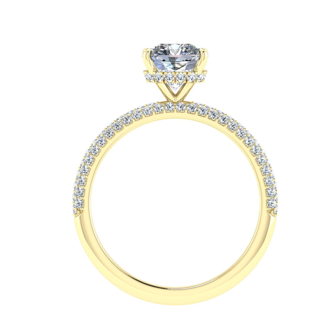 Adornment Asscher Cut Micro Pavé Moissanite Engagement Ring Yellow Gold