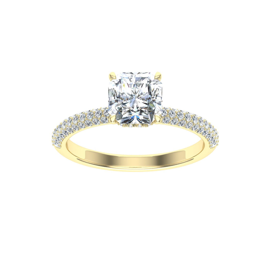 Adornment Asscher Cut Micro Pavé Moissanite Engagement Ring Yellow GoldGold