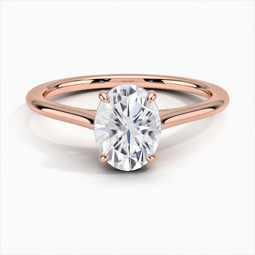 Adornment Oval 4-Prong Solitaire Moissanite Engagement Ring  Rose Gold