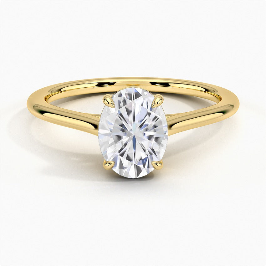 Adornment Oval 4-Prong Solitaire Moissanite Engagement Ring  Yellow Gold