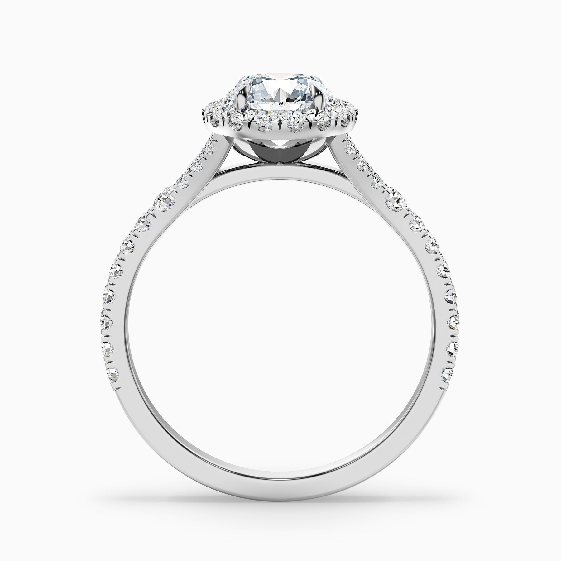 Aether 1 Carat Round Halo Pave Lab Grown Diamond Ring in 10k White Gold