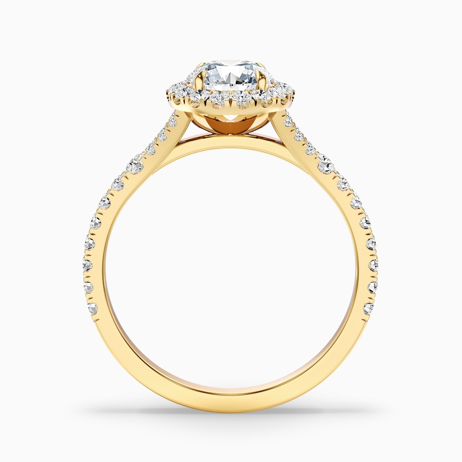 Aether 1 Carat Round Halo Pave Lab Grown Diamond Ring in 10k Yellow Gold