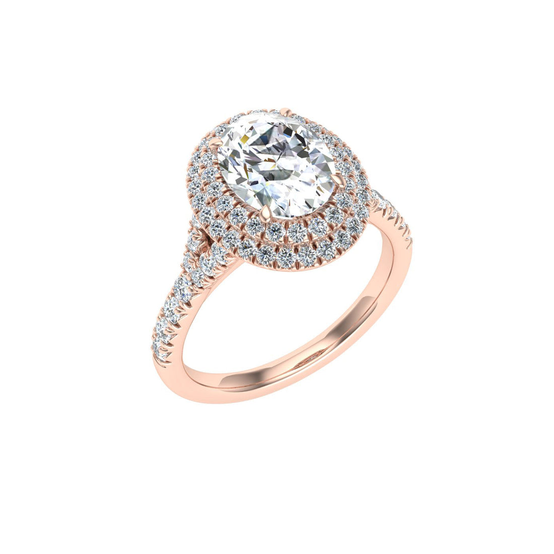 Affection Oval Cut Double Halo Moissanite Engagement Ring Rose Gold