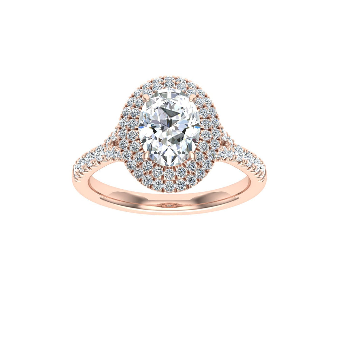 Affection Oval Cut Double Halo Moissanite Engagement Ring Rose Gold