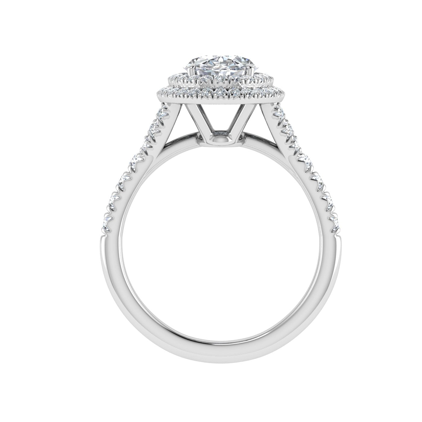 Affection Oval Cut Double Halo Moissanite Engagement Ring White Gold