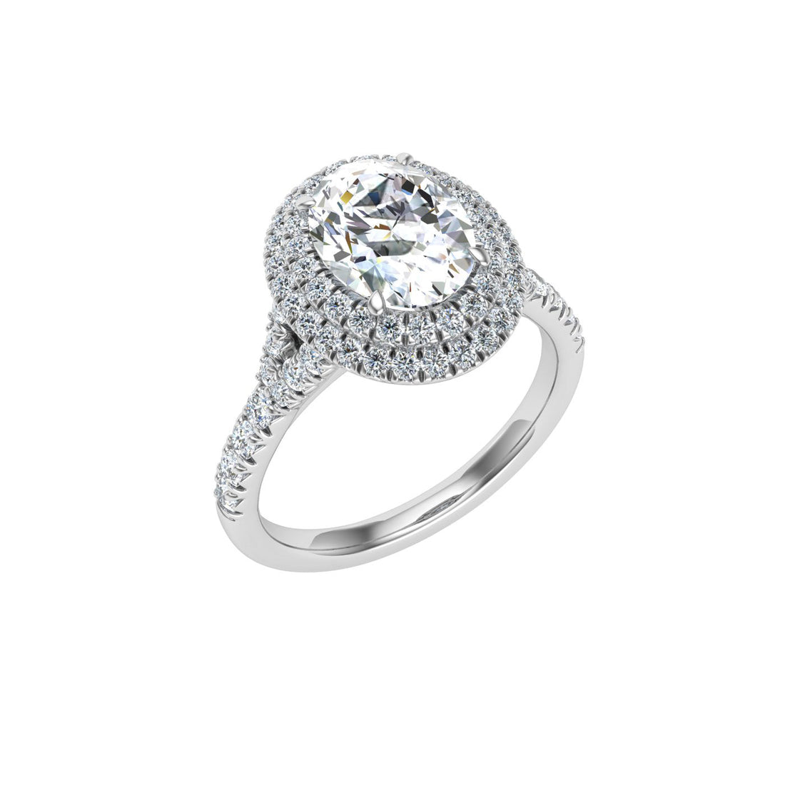 Affection Oval Cut Double Halo Moissanite Engagement Ring White Gold