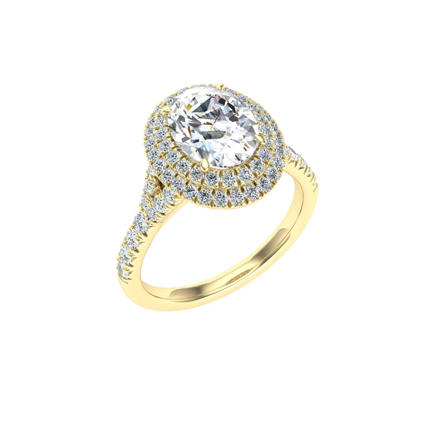 Affection Oval Cut Double Halo Moissanite Engagement Ring Yellow Gold