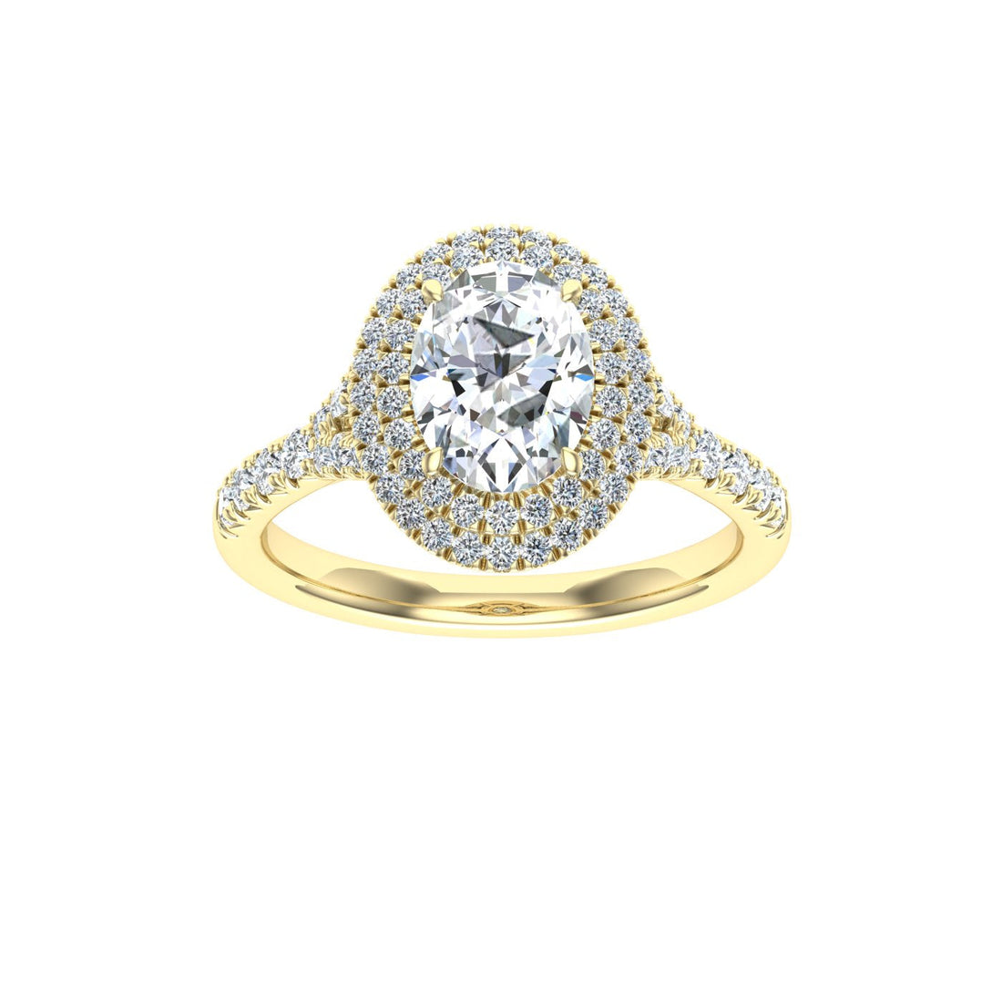 Affection Oval Cut Double Halo Moissanite Engagement Ring Yellow Gold