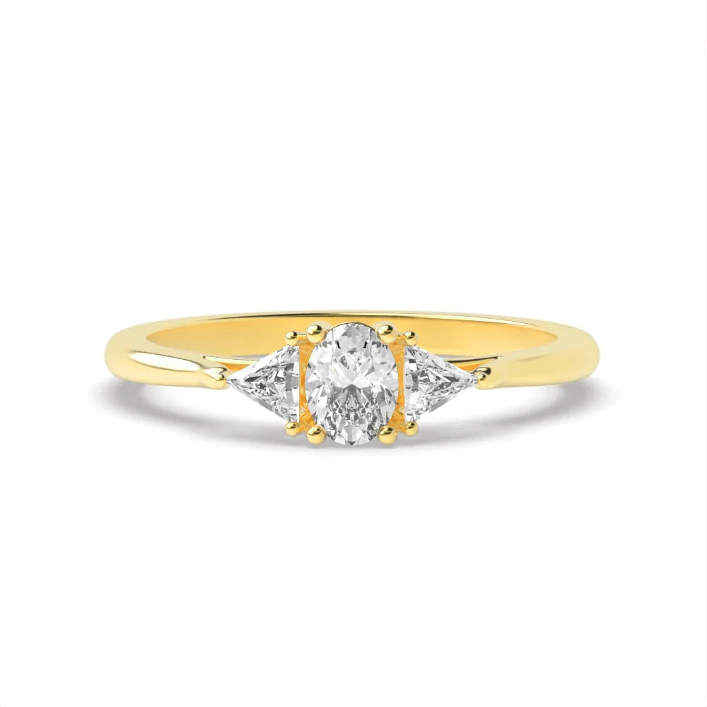 Aimee 4 Prong Oval/trillion Lab Grown Diamond Basket Set Three Stone Engagement Ring