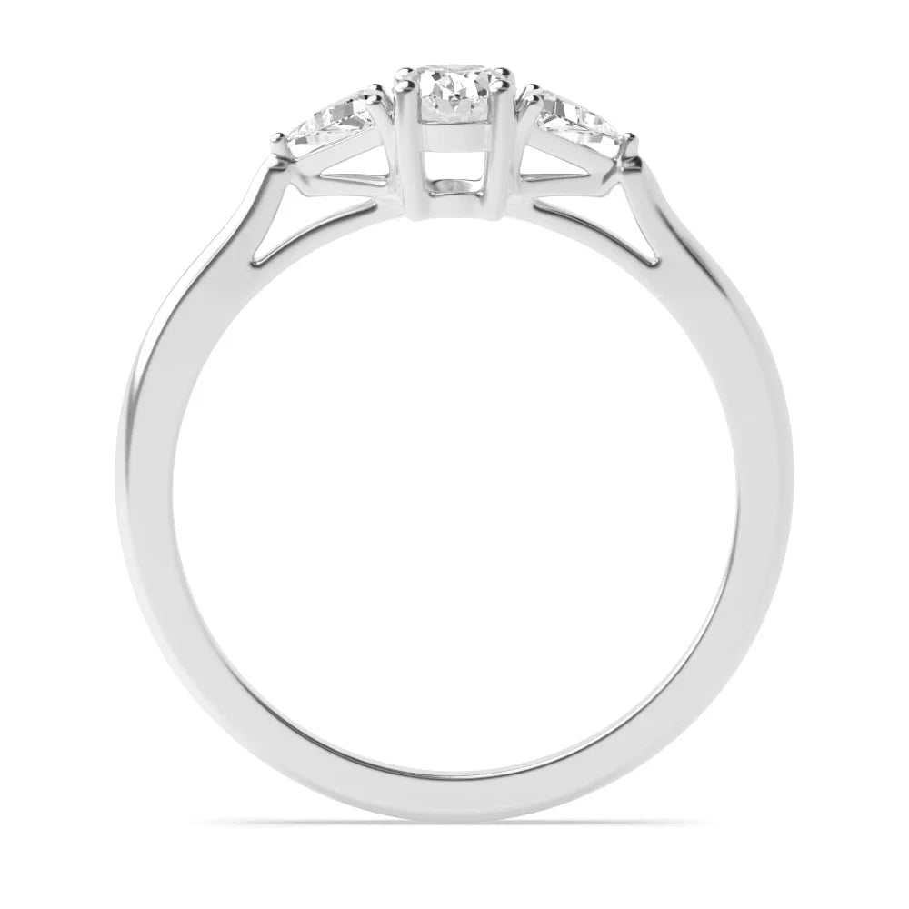 Aimee 4 Prong Oval/trillion Lab Grown Diamond Basket Set Three Stone Engagement Ring