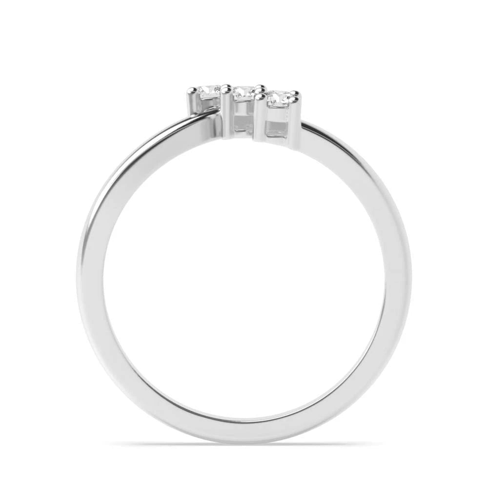 Aimee 4 Prong Round Lab Grown Diamond Minimalist Twist Shoulder Three Stone Engagement Ring