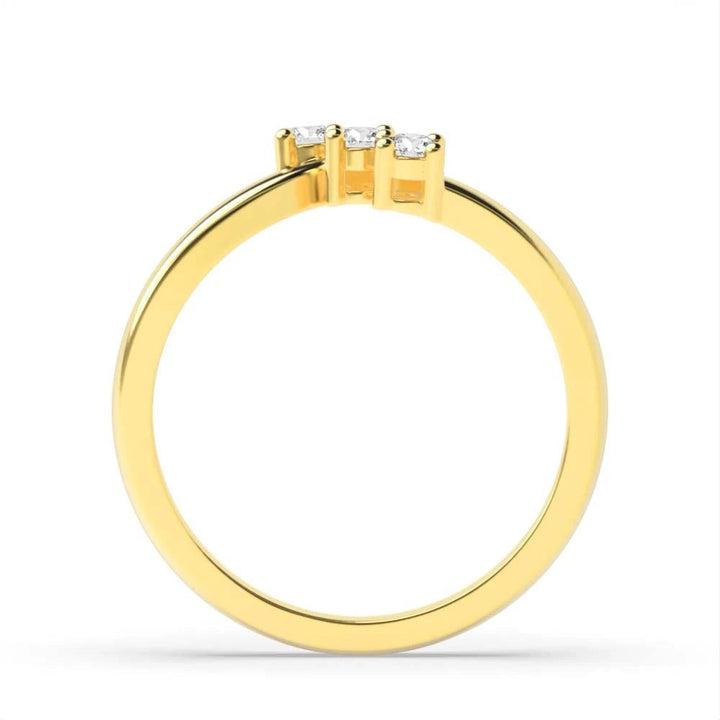 Aimee 4 Prong Round Lab Grown Diamond Minimalist Twist Shoulder Three Stone Engagement Ring