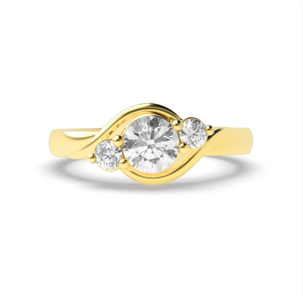 Aimee Round Lab Grown Diamond Twisted Shoulder Three Stone Engagement Ring