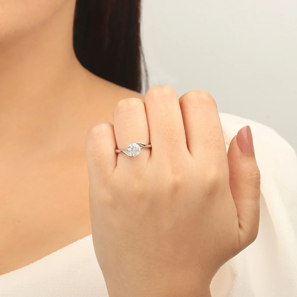 Alice 4 Prong Round Lab Grown Diamond Twisted Open Set Classic Solitaire Engagement Ring