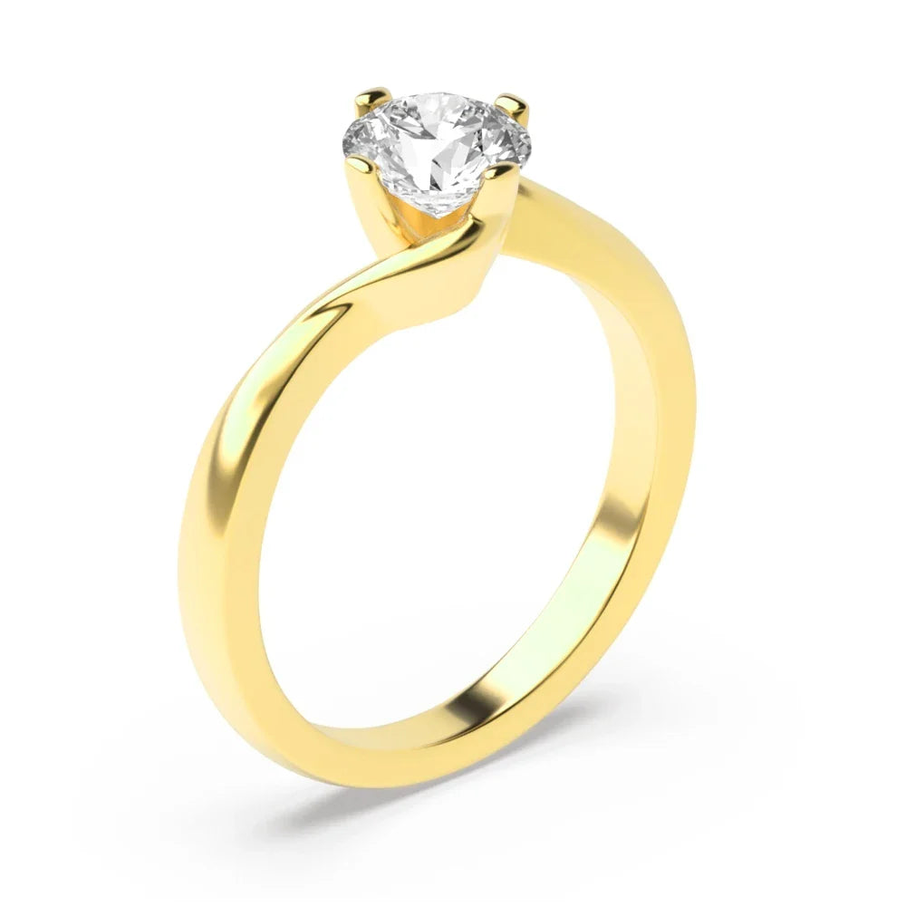 Alice 4 Prong Round Lab Grown Diamond Twisted Open Set Classic Solitaire Engagement Ring