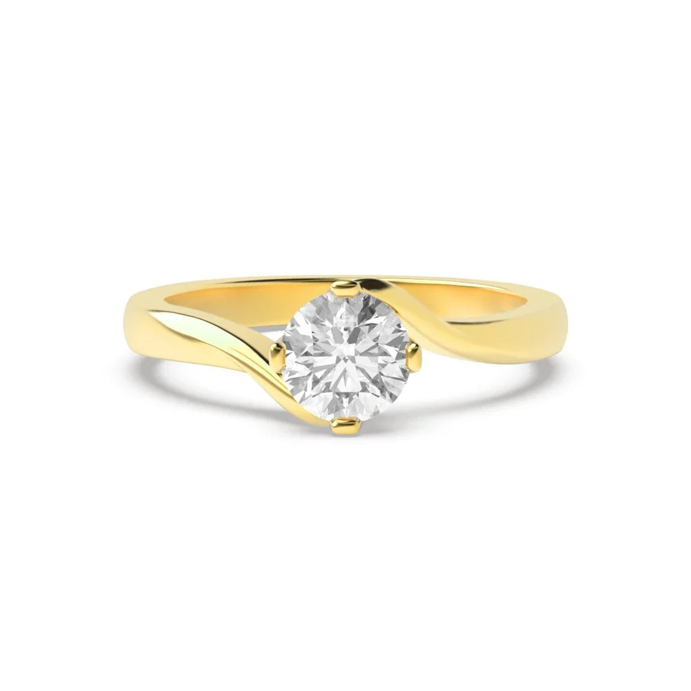 Alice 4 Prong Round Lab Grown Diamond Twisted Open Set Classic Solitaire Engagement Ring