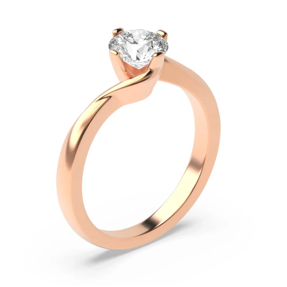 Alice 4 Prong Round Lab Grown Diamond Twisted Open Set Classic Solitaire Engagement Ring