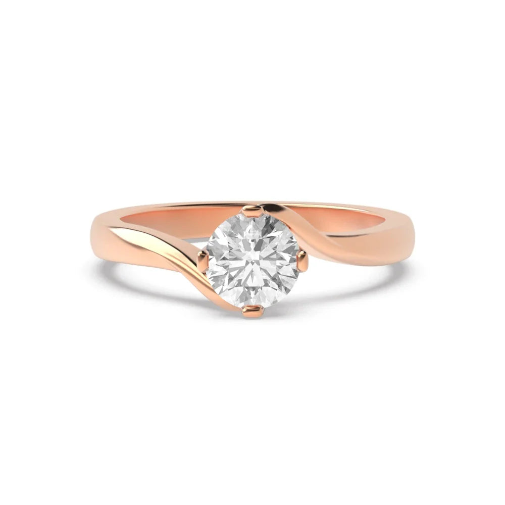 Alice 4 Prong Round Lab Grown Diamond Twisted Open Set Classic Solitaire Engagement Ring