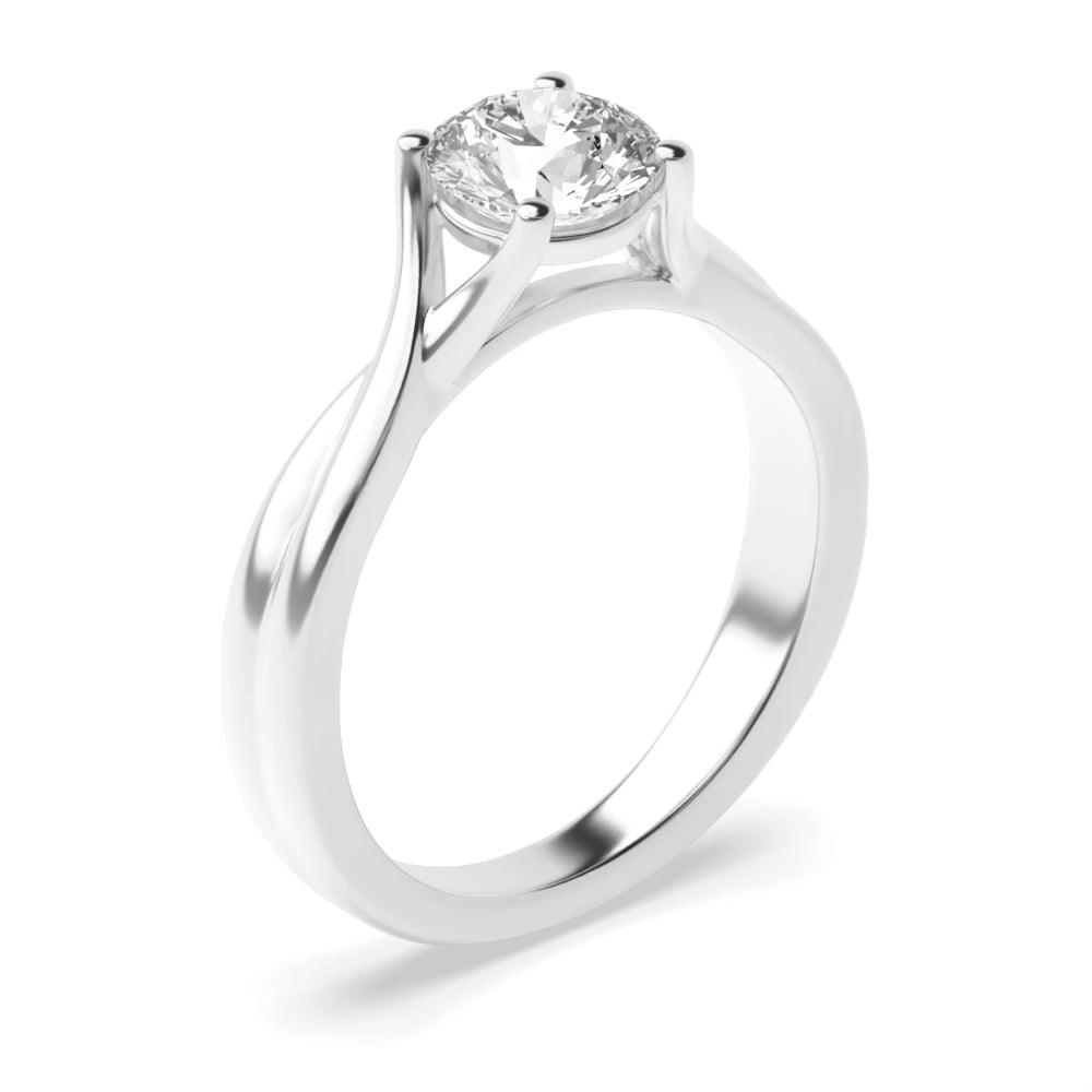 Allure Round Lab Grown Diamond Split Shoulder Crossover Classic Solitaire Engagement Ring